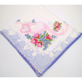 Set of 2 Ladies Women's Floral Flower Cotton Handkerchief Hankies - 14" x 13" - 5